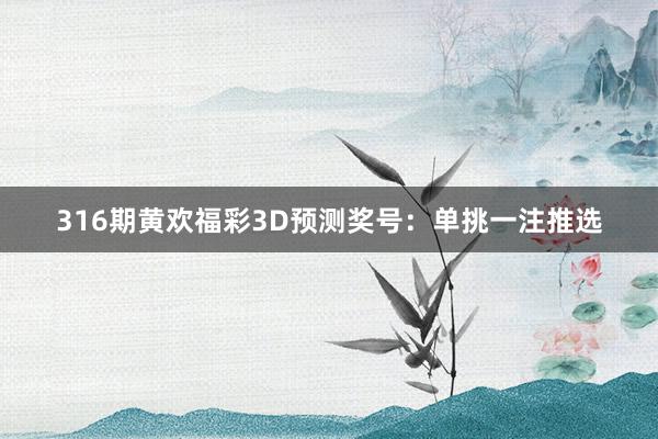 316期黄欢福彩3D预测奖号：单挑一注推选